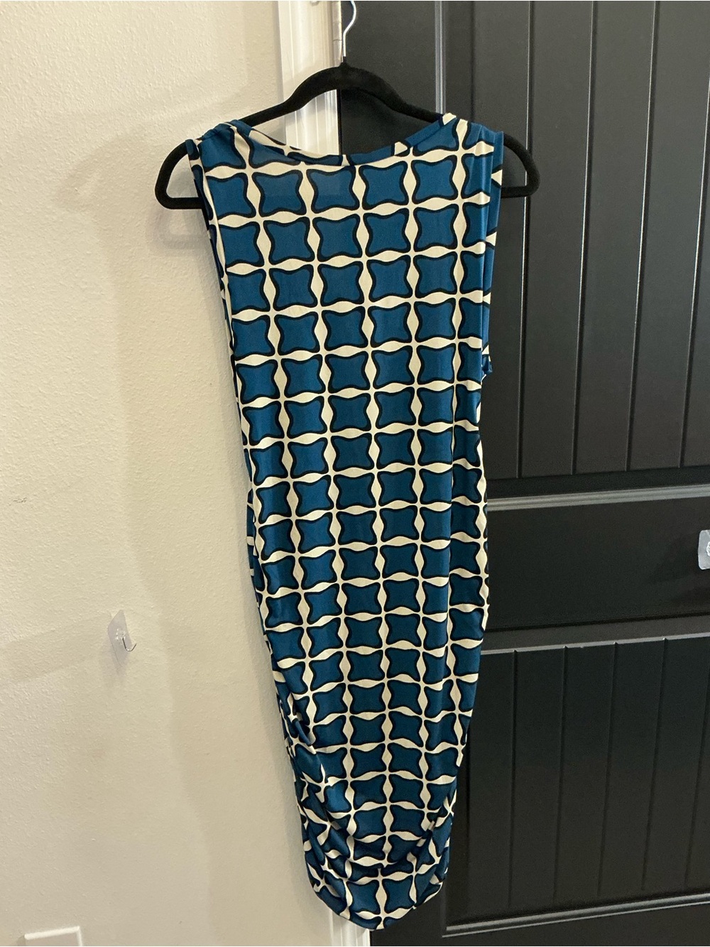 RACHEL Rachel Roy Teal and Cream Geometric Sleeveless Shift Dress - Picture 2 of 3